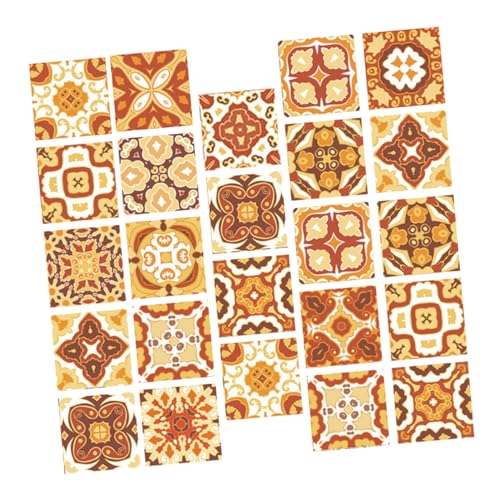 POPETPOP Autocollants Carrelage Autocollants Carreaux Anciens Film Protecteur, Rétro, 10x10 Cm, 24 Pièces, Décor Mural Diy La Cuisine Salle De Bain Rénovation