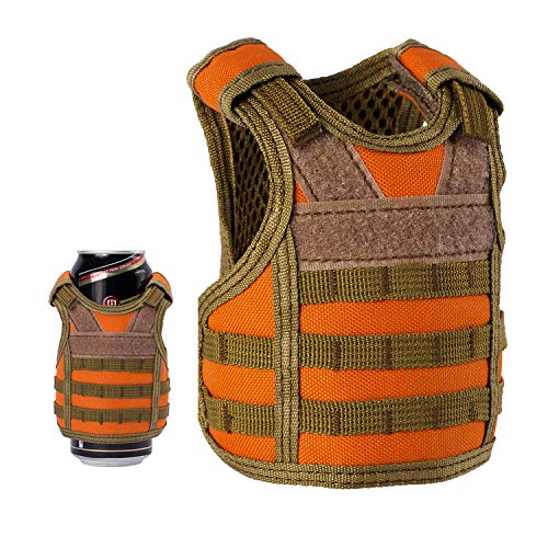 Lightbare Mini Tactical Vest Bottle Beer Vest Molle with Adjustable Straps, Beverage Holder