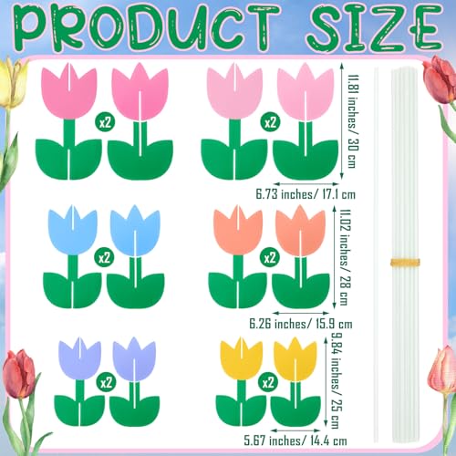 Tulipes de Pâques 3D Thyle avec impression double face, lot de 12 panneaux imperméables