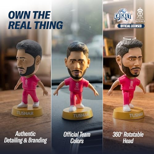 Image of Action Figure, IPL Edition 360 Rotatable Head, Cricket Player for Fans & Collectors (3 Inch Tushar Deshpande)