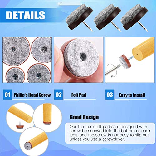 DOITOOL 50 peças de almofada de feltro para móveis com pregos, antiderrapante, antiderrapante, prote