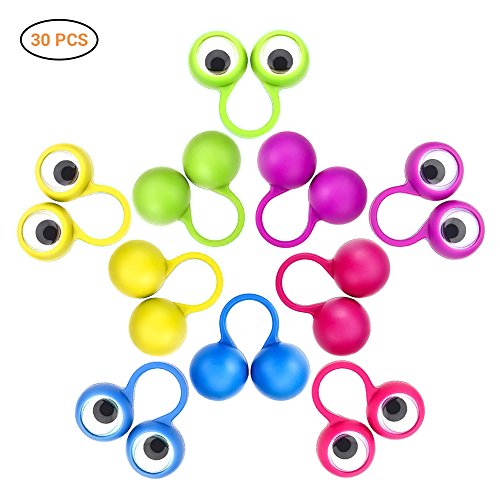 Preisvergleich Produktbild Surenhap Augen Fingerpuppe 30 Stücke Finger Ringe Spielzeug mit Augen für Kinderparty Puppentheater, Storytelling, Rollenspiele, Mitgebsel (5 Farben Zufällig)