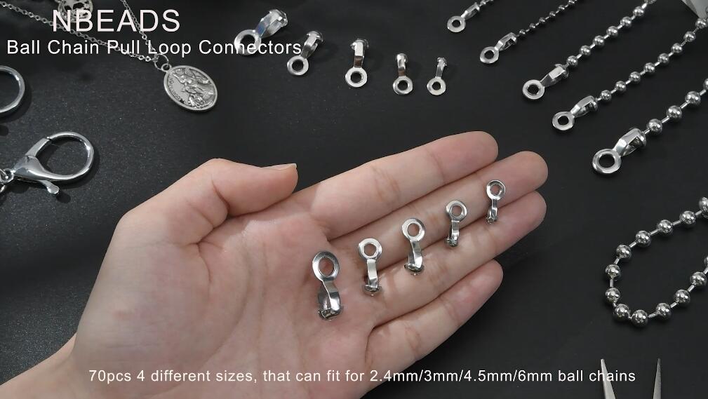 Shapenty Stainless Steel Bead Ball Chain Connector Clasps Replacement Connector For Keychain - View #7