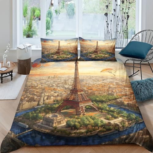 Housse de couette 3D Paris en microfibre premium ultra douce taille King