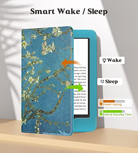 Image of MoKo Case for All-New 6 inch Kindle(11th Generation, 2024 /2022 Release) /(10th /8th Gen, 2019 /2016), Ultra Lightweight PU Shell Cover with Auto Wake /Sleep for Kindle 2024, Almond Blossom