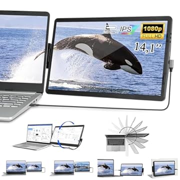 【armazém brasil】 14,1" FHD Monitor Portátil para Laptop, 1920 X 1080 Monitor Duplo, Extra Monitor That is Attached to You Laptop, USB-C Dobrável Do Notebook IPS Monitor Portátil Telefone Celular