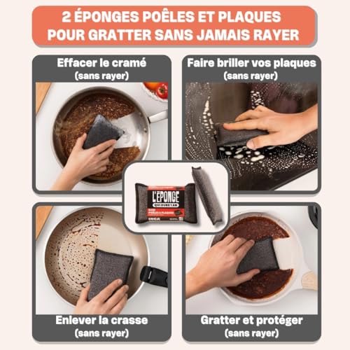 Éponge lavable réutilisable pour plaques et poêles lot expert INGA