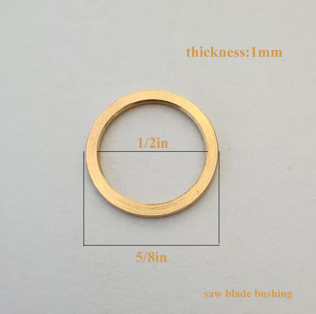 8PCS Saw Blade Bushings - 5/8" to 1/2" Brass Adapter Washers, Thickness of 1mm