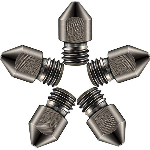 Hardened Steel Nozzle 0.4 Mm/ 1.75 Mm 3D Printer Mk8 Nozzles Tool High Temperature Wear Resistant Compatible With Makerbot, Creality Cr-10 All Metal Hotend, Ender 3/ Ender3 Pro, Prusa I3 (5 Pieces) #TOP3