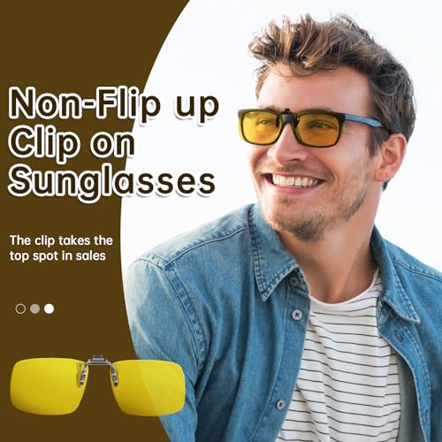 Image of Polarized Clip On Sunglasses Over Prescription Glasses for Men Women, UV400 Clip on Polarized Glasses for Driving
