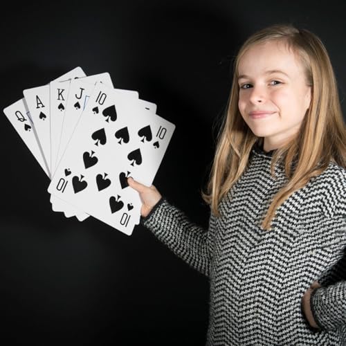 Tokaneit Übergroßes Poker Deck, Riesige Poker Spielkarten, Spielkarten Spiel Kartenset, Wasserfeste Kunststoffspielkarten mit 5 Würfel für Familie, Party, Pokerkarten, Spiele Karten (17x11,7cm) – Bild 3