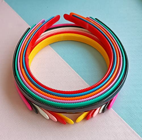 ANNA CREATIONS Set Of 12 Plastic Hair Bands for Girls & women (WIDE, MULTI-COLOUR) - Image 4