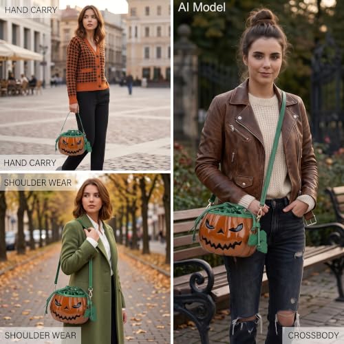 Image of Halloween Pumpkin Purse, Weird Handbag Shoulder Crossbody Bag