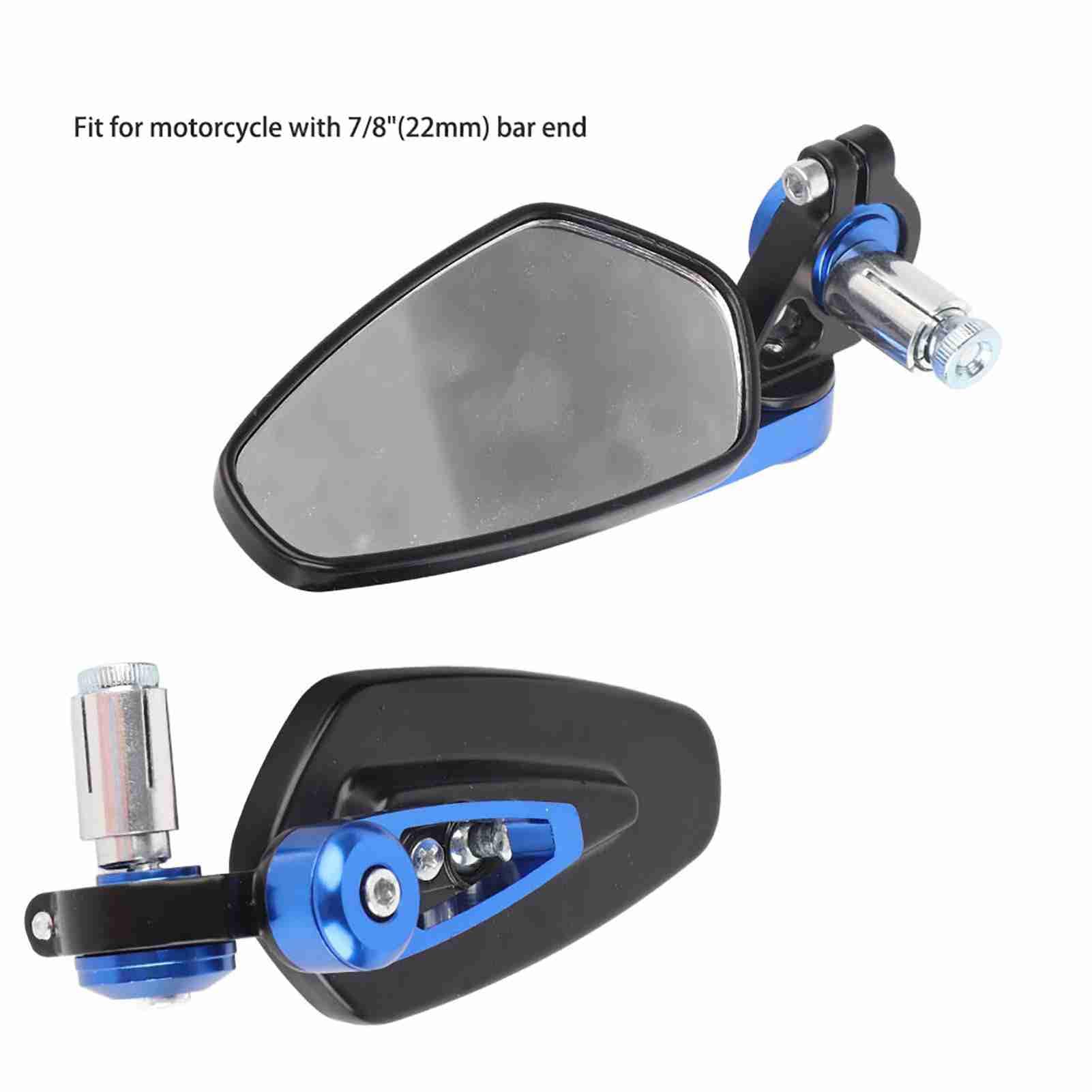 Kit 2 Specchietti Retrovisori Per Moto Regolabili 360° – Universali Per Manubrio 22mm In Alluminio Blu