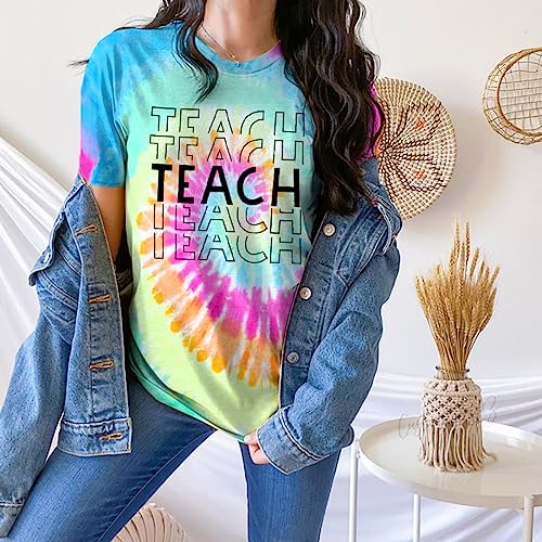 Teacher Shirts Women Teach Print Graphic Tees Kindergarten Elementary Teaching Life Shirts Back to School Tees Tops3