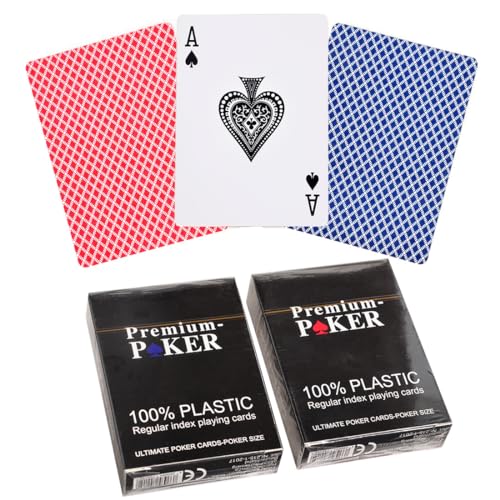 WiMi 2 X Premium Casino Poker Karten Pokerkarten 100 Prozent Plastik - Kleiner Index 2 Eckzeichen - Duo Box Edition – Bild 3