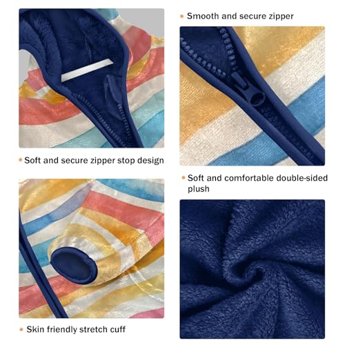 Wavy Print Girls Fleece Jacket Girls Fall Jacket Girls Zip Up Hoodie Girls Sherpa Jacket 2-10T3