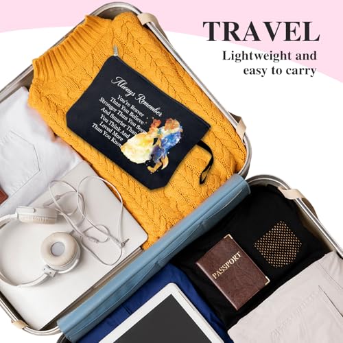 You Are Braver Stronger Funny Canvas Zipper Makeup Bag, Travel Accessories Storage Toiletries Bag, Beauty Beast Inspired Gifts, Gifts for Beauty Beast Movie Fans Sister Friend Daughter4