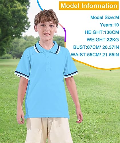 Geek Lighting Boys' Short Sleeve Polo Shirts School Uniforms T-Shirt Polo Shirts For Boys In Sky Blue #TOP5