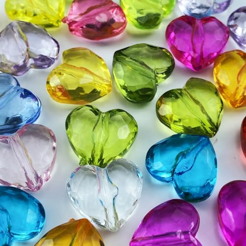 YHYPOCI 20pcs Acrylic Heart Beads 30mm Heart Shape Loose Bead for Making Bracelet Necklace Jewelry Making Craft(Mix Colors)