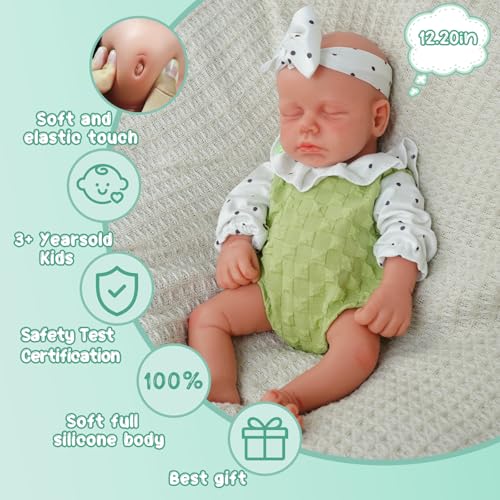 Muñeca bebe realista de silicona 12.2 pulgadas miniatura 3