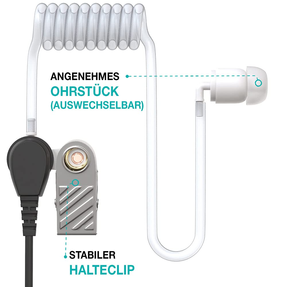 LIFE IS SIMPLE Ohrhörer Schallschlauch - 3,5mm Klinke - One Ear - transparent inkl. Halteclip - Kopfhörer Headset für Funkgeräte | 10er Set