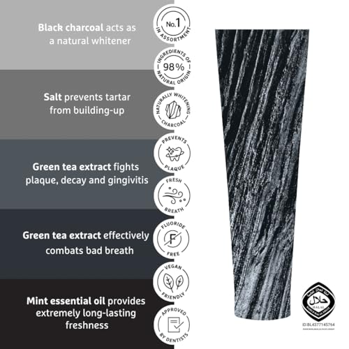 Ecodenta Aktivkohle Zahnpasta Ohne Fluorid I Schwarze Kohle Zahncreme Zahnaufhellung I Black Activated Charcoal Teeth Whitening Toothpaste… – Ansicht 6