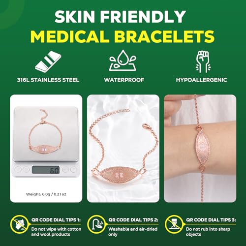 Theluckytag Medizinisches Notfall-Halsband für Damen und Herren – 48,3 cm medizinisches Halsband mit graviertem QR-Code, medizinische ID-Halskette – mehr Platz, individuelle