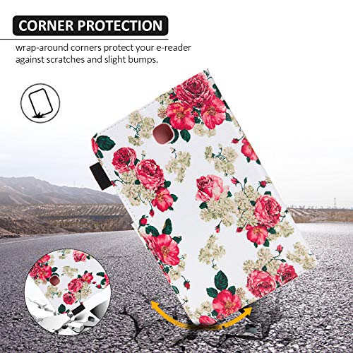 Galaxy Tab A 8.0 2018 Case, Sm-T387 Case, Dteck Slim Premium Leather Folio Stand Cover With Card Holder/Photo Slot For Samsung Galaxy Tab A 8 Inch 2018 Release T387 Tablet, Rose Floral #TOP5
