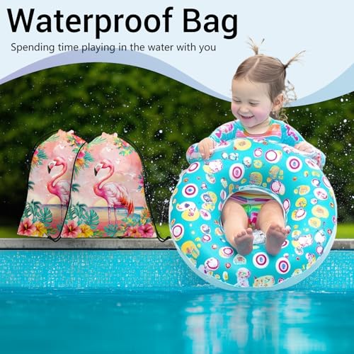 Image of Pink Bird Beach Grip Bag for Gymnast Drawstring Athlete String Bag for Travel
