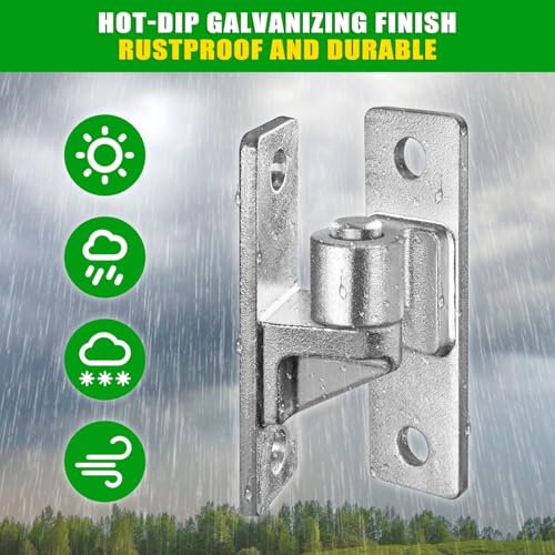 Image of Insaga Wall Mount Gate Hinges Heavy Duty (2Pack), Hot-Dip Galvanized Steel, 600LB Load Capacity, Universal Fit for Wood, Concrete & Brick Posts, Outdoor Farm Fence Gate Hardware Kit (4.9 inchx1.5 inch)