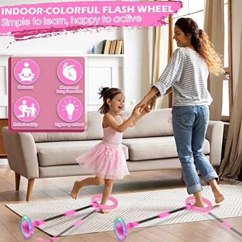 image for GleeGlow Ankle Skip Ball for Kids, Foldable Skip Ball Toy with Colorfu