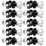 10 Pack Orger Passage Crystal Door Knobs, Keyless Non-Locking Interior Passage Door Handles for Hallway/Closet, Heavy Duty Shining Glass Knob with Black Rosette