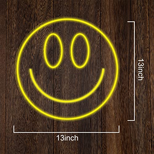 Smiley Face Fionnuar Neon Signs Decorative Smile Face Bright Night Light For Wall Decor 13''X 13'' Size Led Light Neon Sign Art Decorative Night Lights For Kids Room Bachelorette Party, Engagement Party, Birthday Party,Wedding Party With 2M 5V Usb Cable Yellow #TOP3
