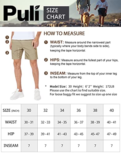Puli Mens Casual Flat Front Shorts Golf Hybrid 7" Surfing Hiking Golf Fishing Relaxed Fit With Pockets Black 32 #TOP5
