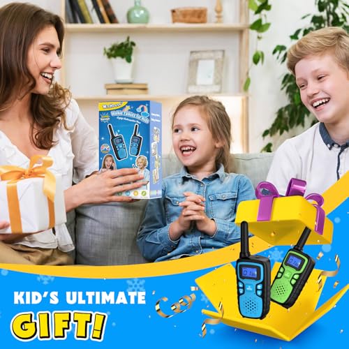 Image of Wishouse Walkie Talkies for Kids Rechargeable Long Range,Xmas Birthday Gift for 4 5 6 7 8 9 Year Old Boys Girls,Hiking Gear Camping Games Cool Toys with NOAA,SOS Siren,Lamp,Lanyards,Easy to Use,2 Pack