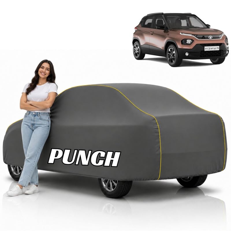 Image of Mind-Blowing 2026 100% Waterproof Punch Car Cover | Polyester Car Body Cover for Rain & Sun | UV Protection, Dustproof, Scratch Resistant, Windproof, Heat Resistant, Custom Fit (Grey)