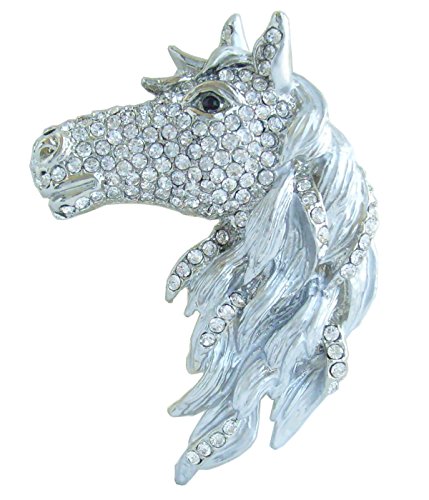 Image of Art Style 2.76 inch Horse Brooch Pin Pendant Rhinestone Crystal BZ6535
