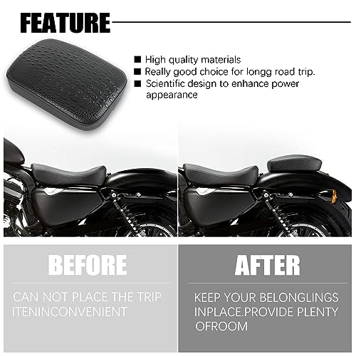 DREAMIZER Motorcycle Leather Pillion Rear Passenger Pad Seat 8 Suction Cup Rectangular Passenger Seat Compatible with Harley Bikes Custom (Black-Crocodile) by DREAMIZER - Image 5