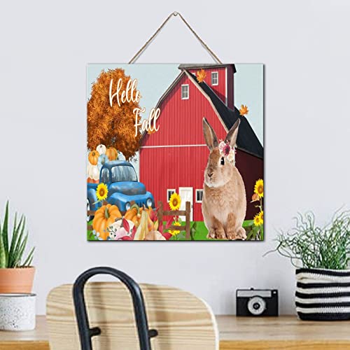 Plaque bois Hello Fall panneau décoratif compact pour meuble d'entrée sans perçage - 5