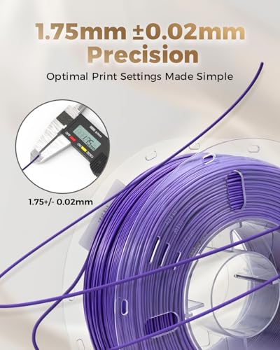 Image of VOXELAB Silk+ PLA Filament 1.75mm, Shiny Chrome-Like Finish with Enhanced Layer Adhesion, 1kg (2.2lbs) for Most FDM 3D Printers, Smooth & Flawless Printing(Purple)