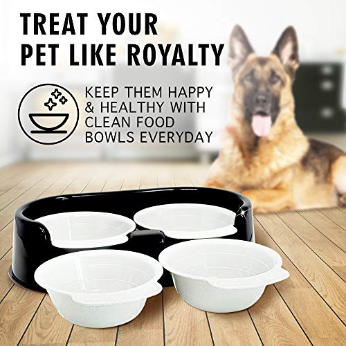 Rapid Brands Cali Pets Clean Feeder with Replacement Bowls | No-Mess Food Bowl for Cat & Small Dog | Dishwasher-Safe & BPA-Free