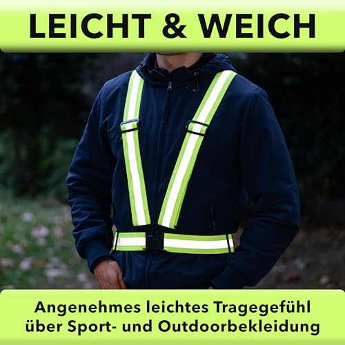 AVANA Reflektorweste Reflektierende Sicherheitsweste Einstellbar Warnweste Leicht Hohe Sichtbarkeit Joggen Fahrrad Laufen Motorrad für Erwachsene & Jugendliche 2er-Set