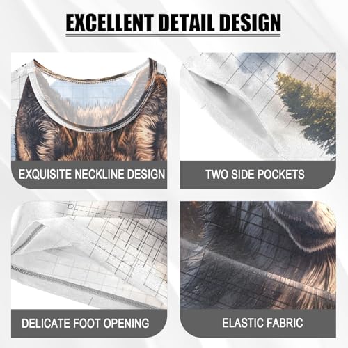 ALAZA Wolf Watercolor Landscape Pajamas Set Short Sleeve Cotton Sleepwear Summer Pjs 2 Piece 5-14Y4