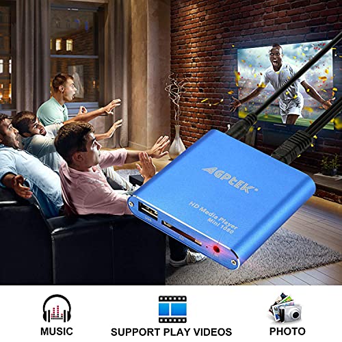Hdmi Media Player With 2X Remote Control, Blue Mini 1080P Full-Hd Ultra Hdmi Mp4 Player For -Mkv/Rm/ Mp4 / Avi Etc- Hdd Usb Flash Drive/Hdd And Sd Card #TOP6