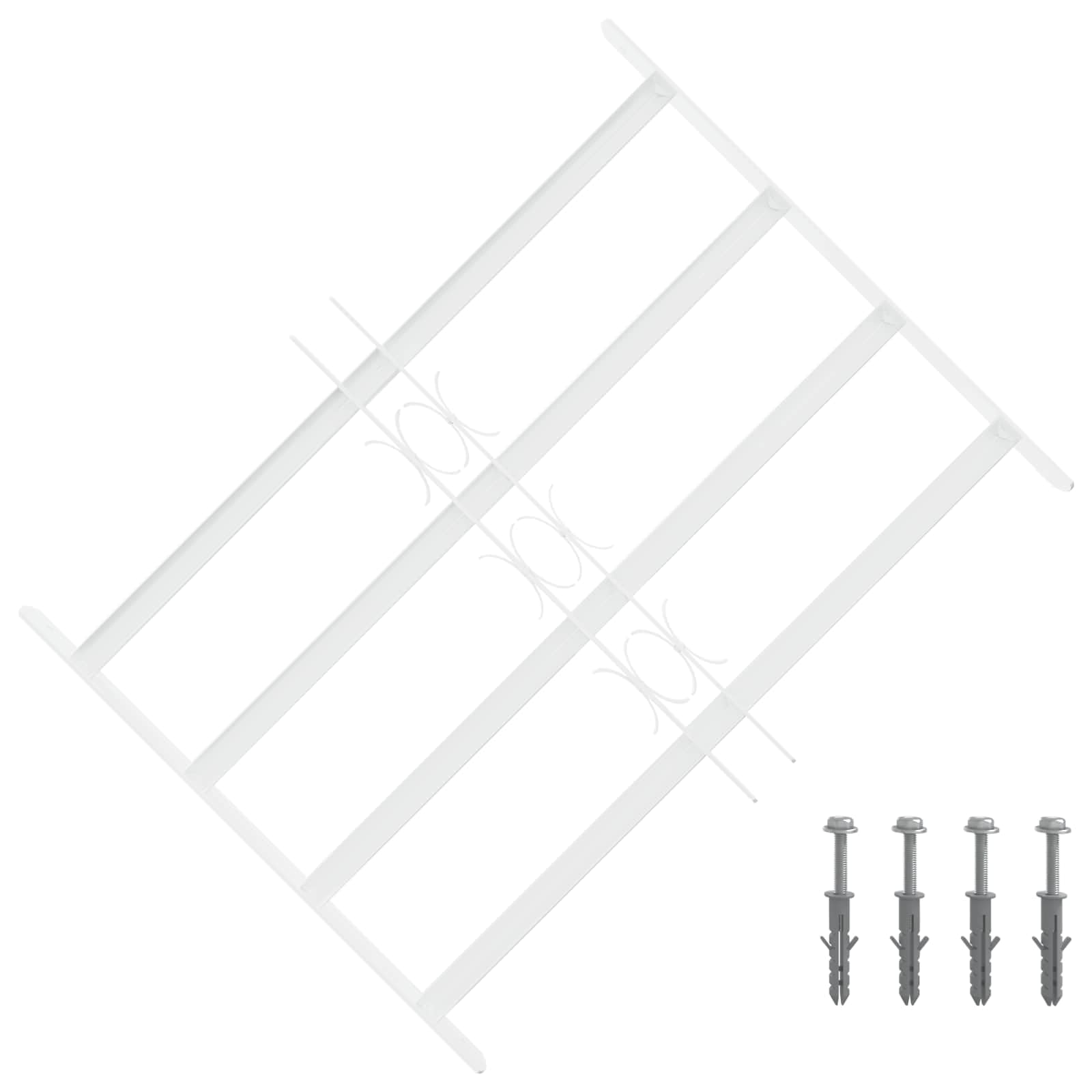 Juego de 3 rejillas de seguridad para ventanas de acero galvanizado, 43 x 74 cm, color blanco, ajustables para elementos de ventana, marcos, aspas y ventanas de sótano