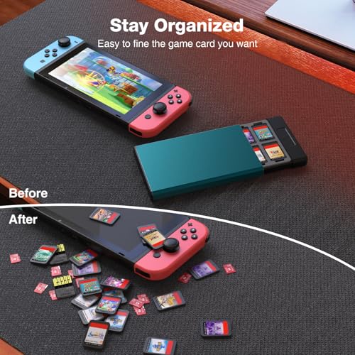Image of HEIYING Switch Game Card Case for Switch 2 /OLED / Lite Game Cards, Metal Switch Game Holder with 20 Games Card Slots and 20 Micro SD Cards Slots