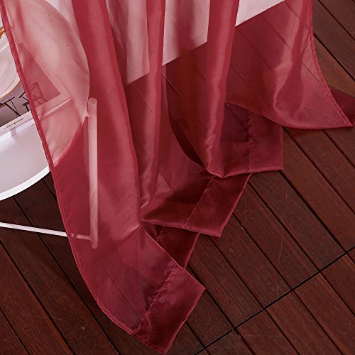 Nicetown Short Sheer Curtains Haute Red, Eyelet Top Voile Sheer Texture Window Treatment Solid Decorative Window Curtains For Christmas/Thanskgiving Day, 2 Panels, W54 X L54, 2 Panels #TOP6