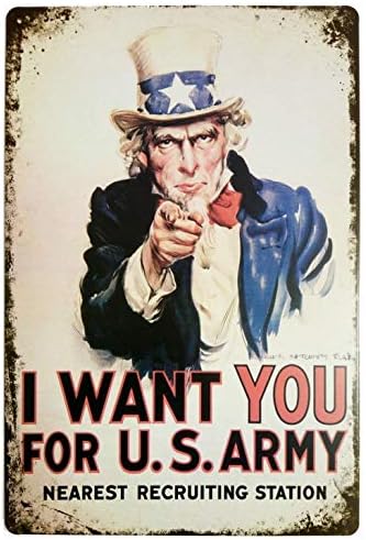 Vintage Tin Metal Sign 8x12 Inch, Want You For Army Tph People Home Kitchen Home Office Decor