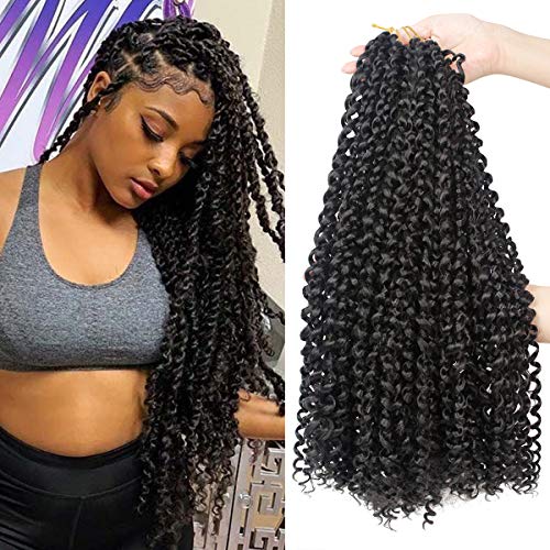8Packs Passion Twist Crochet Hair 18Inch Water Wave Crochet Hair Passion Twist Hair Long Bohemian Braids for Passion Twist Braiding Hair Goddess Faux Locs Hair Extensions(16 Strands/Pack, 1B#)